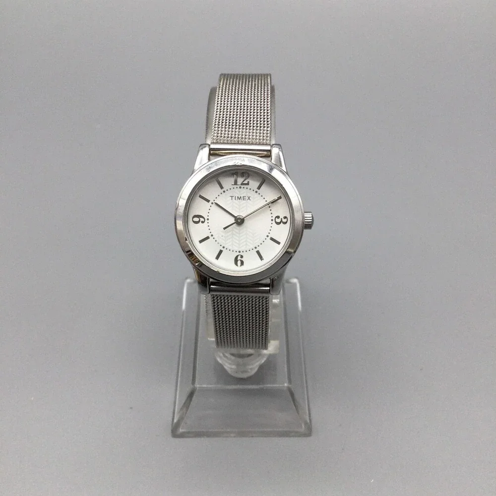 Timex Womens Watch 25mm Silver Tone Mesh Band Stainless Steel New Battery